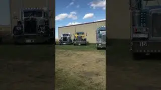 Old big rigs at Pioneer Acres Museum. #peterbuilt #kenworth #vintagetrucks #pioneeracresmuseum