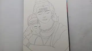Mahadev&rsquo;s Blessing on Hanuman Ji  🙏| Calm & Divine Drawing
