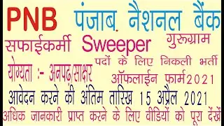 PNB Bank Safai Karmchari Vacancy 2021 &brvbar;&brvbar; PNB Bank Sweeper Form 2021 &brvbar;&brvbar; PNB Sweeper Recruitment 2021