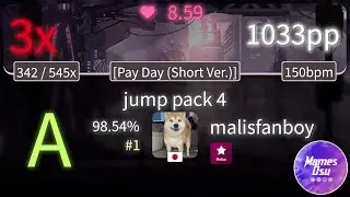 8.59⭐ malisfanboy | va - jump pack 4 [Pay Day (Short Ver.)] +RX 98.54% (#1 1,033pp 3❌) -osu!