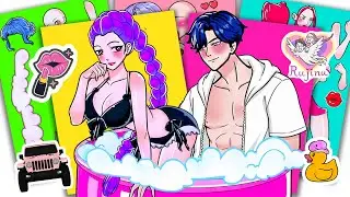 KPOP DEMON HUNTERS ASMR Sticker Happy Couple HUNTRIX RUMI And JINU SAJA BOYS | Sticker Book DIY