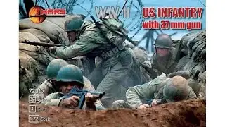 Unboxing Mars Figures 72017 U.S. Infantry With 27mm Guns 4 pcs WWII 1/72