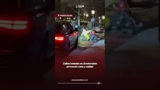 PA&Iacute;SES BAJOS - Calles heladas en &Aacute;msterdam provocan caos y ca&iacute;das