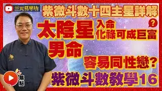 紫微斗數教學16：太陰星化祿可成巨富？ 「太陰星」入命，男命容易同性戀？︱紫微斗數十四主星詳解 #教學 #紫微斗數 #太陰星 《三元易學坊》 EP37 20221007C