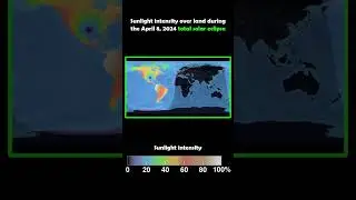 A map-like view of sunlight intensity over land during the April 8, 2024 total solar eclipse