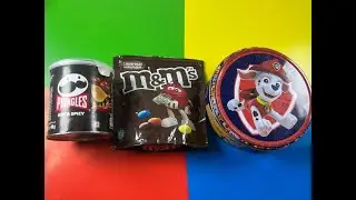 Pringles Hot & Spicy + M&M’s Chocolate + Paw Patrol Marshall Box 🔥🍫🐾 #satisfying