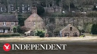 Houses alongside River Severn get flooded after high winds and wet weather hit UK