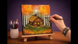 Simple Village Scenery Painting 🎨 | How to Draw Village Scenery | Easy Acrylic 🫟Technique