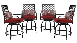 PHI VILLA Outdoor Swivel Bar Stools Bar Height Patio Chairs, Set of 4 Bistro Dining Chair - Overview