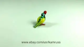 Tiny figurine Parrot Blown Glass Miniature. Handmade Murano Art OOAK