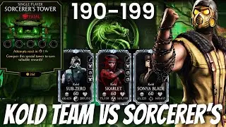 Fatal Sorcerer&rsquo;s Tower Hard Battles 190-199 Brutality & Friendship Gameplay | Team Kold MK Mobile