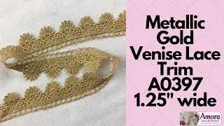 Narrow Metallic Gold Venice Lace Trim 1