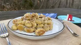 How To Make Gnocchi Dishes cooked on a rock. Primitive Cooking/ ASMR