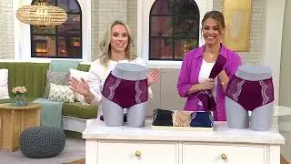 Breezies Two-Tone Lace Shimmer Hipster or Hi-Cut Brief Panty Set of 2 on QVC