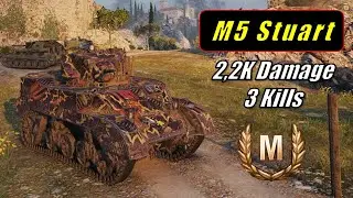 2222 DMG and 3 Kills with M5 Stuart | Mines | World of Tanks | #6