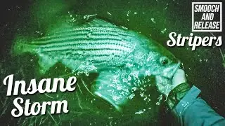 INSANE STORM STRIPED BASS - LONG ISLAND - NIGHT FISHING STRIPERS - Get Reel Bass Fishing