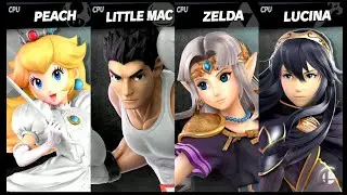Peach VS Little Mac VS Zelda VS Lucina LV 9 CPU Battle Super Smash Bros Ultimate