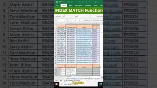 INDEX MATCH Function in excel