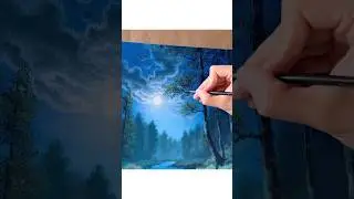 Moonlight Reflection Acrylic Painting ⚪️ #art #painting #acrylicpainting #artist
