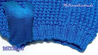 VE003 ep8 แขนเสื้อ Bind off 2x2(K2P2)  join in the round |Vest Sweater  V-neck @Mathineehandmade ​ ​