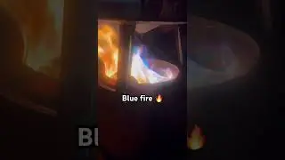 Blue fire kind of night 🔥 #campfire #fulltimerv #texans #travelcouple #livinglife
