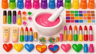 Satisfying Slime ASMR Video | DIY Making Stretchy Pink Slime Mixing Random Makeup Cosmetics Glitters
