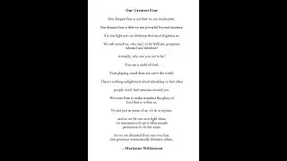 Our Greatest Fear by Marianne Williamson - epic poem