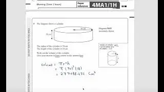Edexcel IGCSE 4MA1/1H Oct/Nov 2024 &ndash; Q[5] | [VOLUME OF CYLINDER] Explained Step by Step