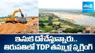 TDP Leaders Smuggling Sand From Swarnamukhi River In Tirupati | CM Chandrababu | @SakshiTV