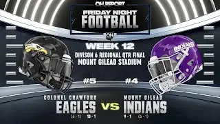 #5 Colonel Crawford (10-1) #4 Mount Gilead (9-1) D6 Football Region 23 Quarterfinals