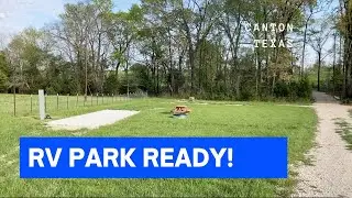 First spots ready in our RV park in East Texas! | RV park business update | 20 acres property tour