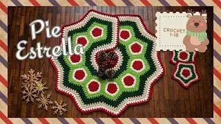 PIE DE ARBOL con forma estrellada (tejido a crochet)🎄
