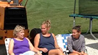 Mom, Carrie, and Jill taking the Ice Bucket Challenge - 2014