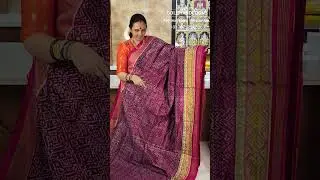 Pure Handwoven Twill Ikat Pochampally SareeBeautifully adorned with Bold Contrast Borders.