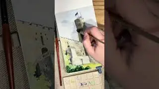 Majestic Tall Hermann Tower in watercolor! 🎨✨ #artshorts  #estonia #painting ##artistlife #cozyhome