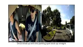 Backing into a parking spot w/o using a backup camera; Driving with Miss Cindy driver instruction