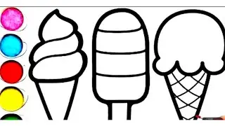 How To Draw cute Ice cream Drawing, Painting & Colouring For Kids and Toddlers 