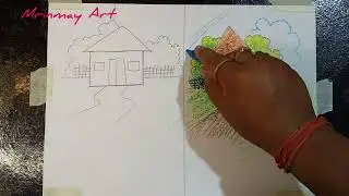 How to draw a house very easily #drawing #shorts #childrenart #pasteldrawing
