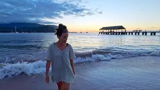 HANALEI BEACH Chilling | soaking up the sunset at Hanalei Pier