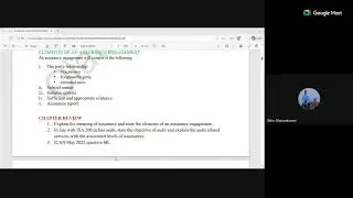 ADVANCE AUDIT ASSURANCE GENERAL CLASS CHAPTER ONE: MEANININTRODUCTION TO AUDIT AND ASSURANCE
