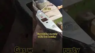 Gas welding repair on rusty cabin lock housing