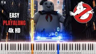 Ghostbusters Theme Song🎃Halloween Songs - Piano Playalong 4K HD Tutorial (Easy+Notes) Cazafantasmas