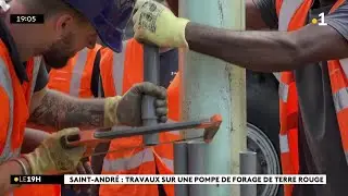 Sécheresse : au forage de Terre-Rouge, la délicate opération de remplacement d'une pompe.