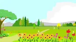 Green fields Background cartoon animation |Nature landscape |Motion graphics | bee flowers animation