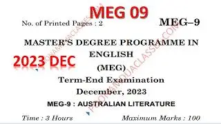 Meg 09 Australian Literature IGNOU December 2023 Question Paper TEE