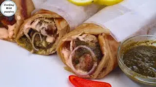 Try This Super Delicious Chicken Malai Boti Paratha Roll With Sauce, Chutney & Homemade Paratha