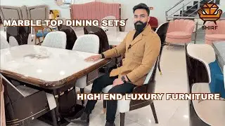 Marble Top Dining Sets | High End Luxury Furniture | Onyx Marble Table | Italian Marble Tops | SHIRF