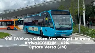 908 (Welwyn to Stevenage) Journey | Arriva KX61FHM - 4214 | Optare Versa (JM)