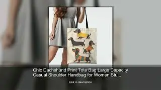 Chic Dachshund Print Tote Bag Large Capacity Casual Shoulder Handbag for Women Sturdy Polyester