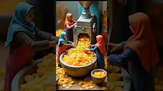 Mini Women Find Giant Cassava and Make Crunchy Chips! 🥔🍟 #short #GiantCassava #MiniWomenAdventure